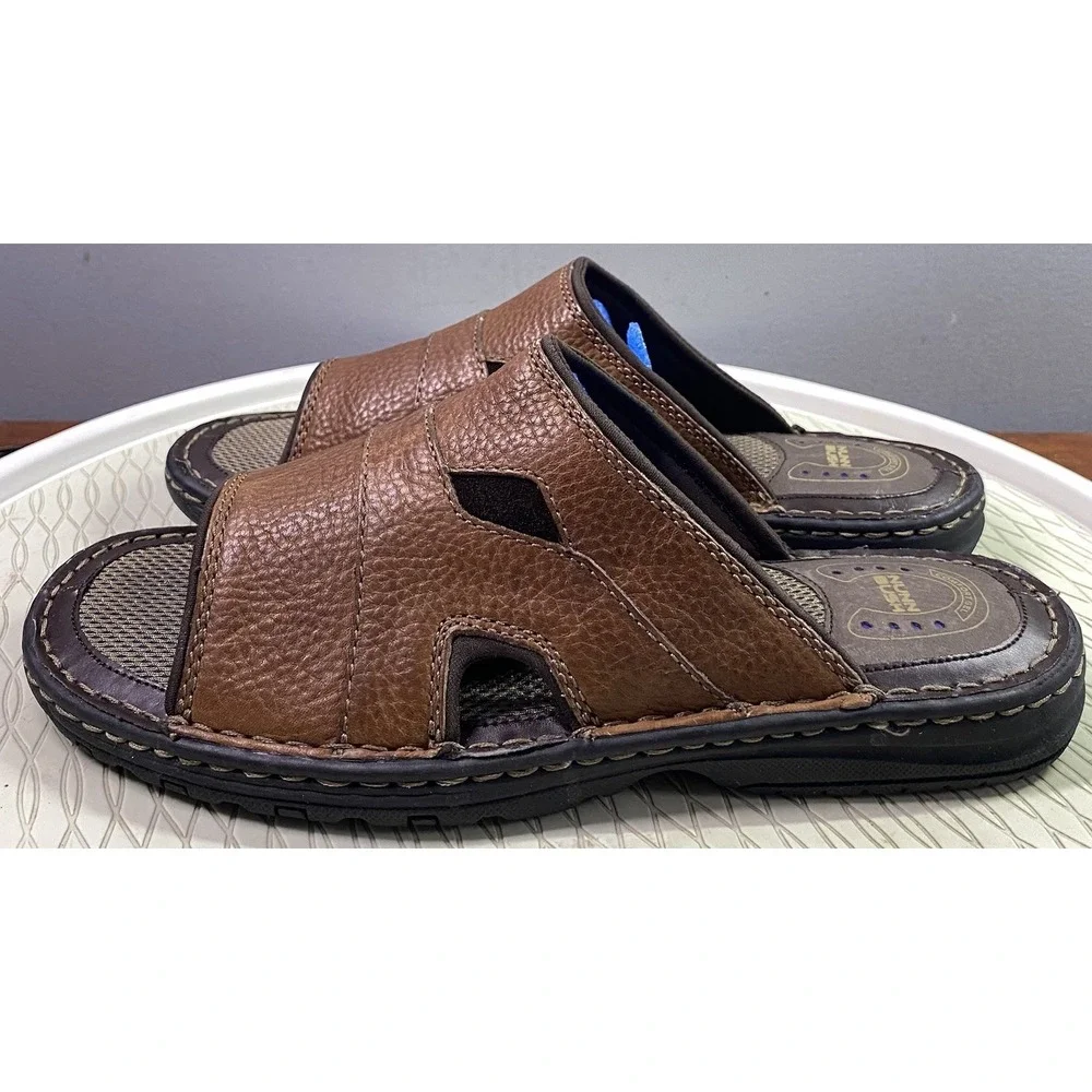 Nunn Bush Mens Genuine Leather‎ Brown Slip-on Open Toe Sandals Sz. 10 EUC